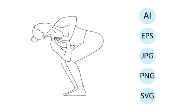 Line Art of Yoga in Chair Twist Pose Review