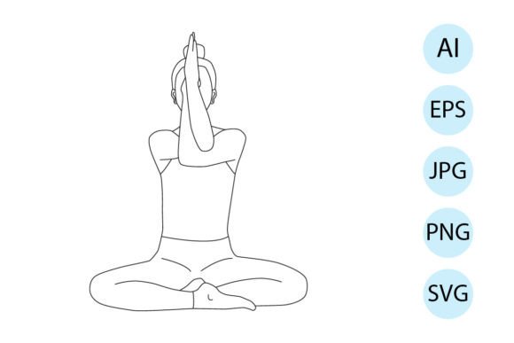 Line Art of Yoga in Eagle Arms Pose Embroidery Review