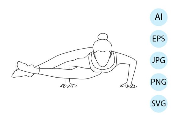 Line Art of Yoga in Eight Angles Pose