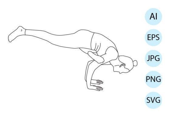 Line Art of Yoga in Fire Log Pose
