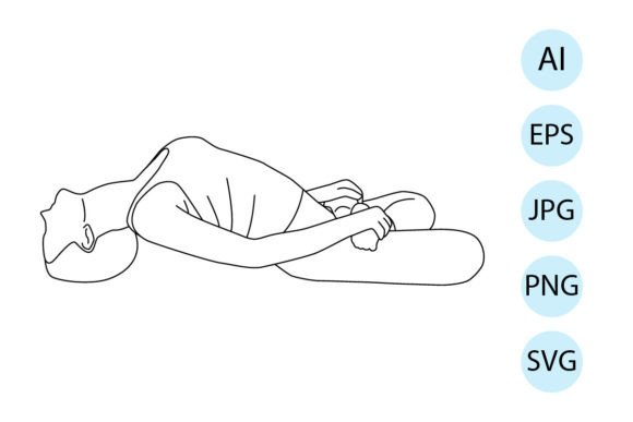 Line Art of Yoga in Lotus Fish Pose
