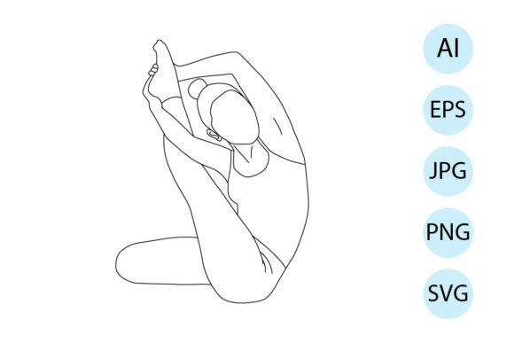 Line Art of Yoga in Revolved Heron Pose