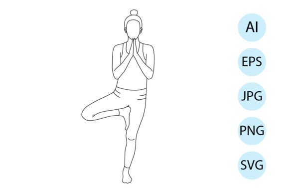 Line Art of Yoga in Tree Pose Embroidery Review